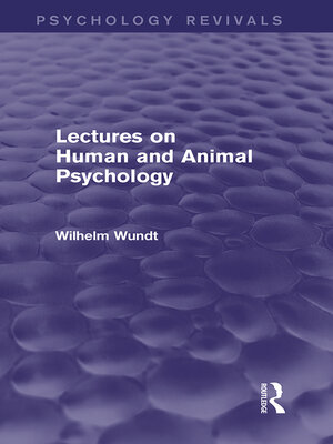 cover image of Lectures on Human and Animal Psychology (Psychology Revivals)